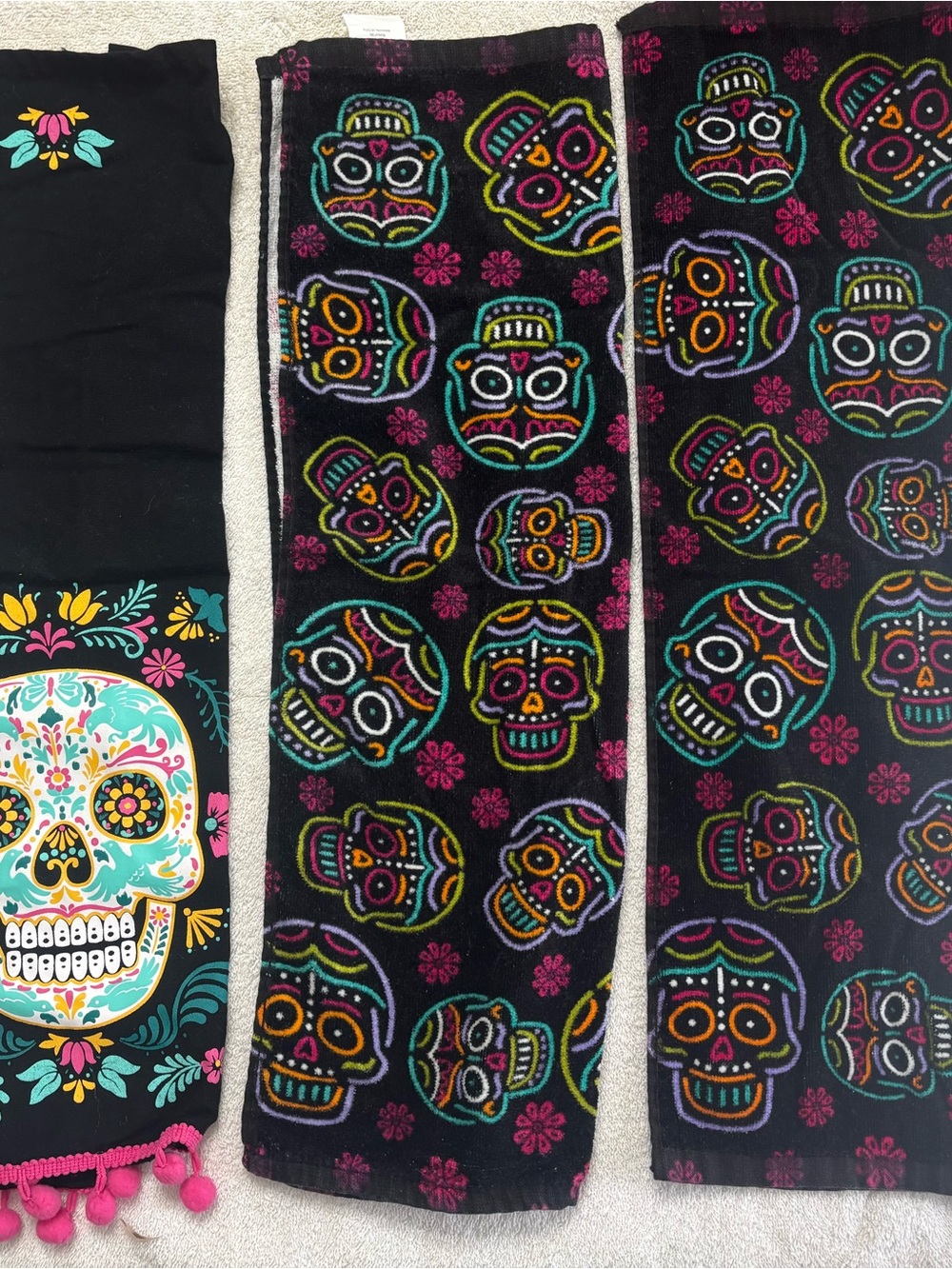 Colorful Sugar Skull Hand Towels